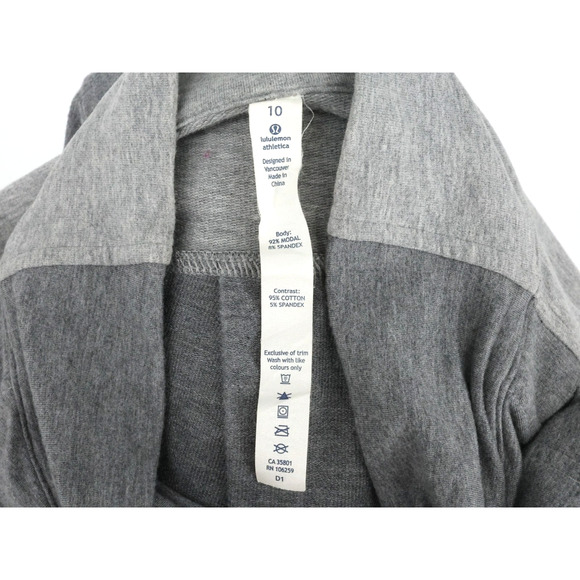 Lululemon Jacket Womens 10 Gray Coast Easy Wrap Stretch Knit Cowl Athleisure - Picture 3 of 14